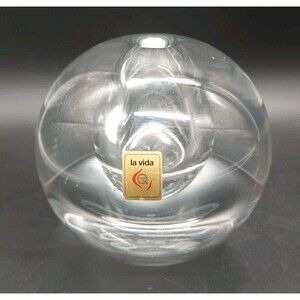 La Vida Crystal Oil Lamp Sphere Hand Blown Poland Incomplete